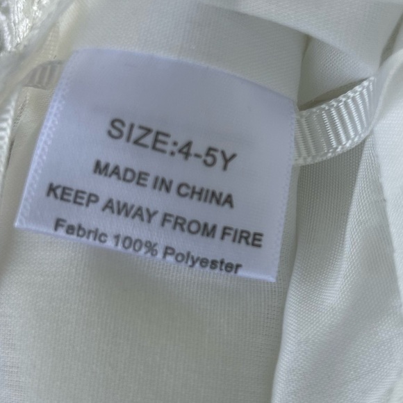 Little girls Elegant White Formal Dress Flower Girl First Communion New Size 4-5 - Picture 6 of 8